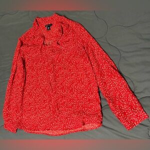 Jones New York Women’s Red Printed Long Sleeve Shirt